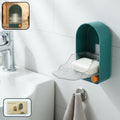 Soap holder with drain tray mounted on wall for easy drainage