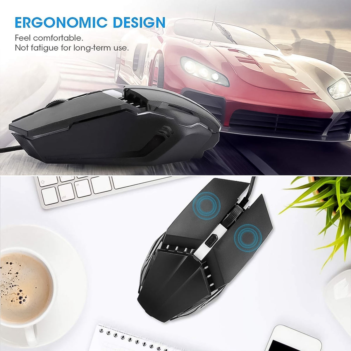 Close-up of the customizable buttons and DPI switch on the Wired Gaming Mouse.