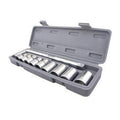 Top-down view of the BoltForce 10-piece standard socket wrench set in its packaging.