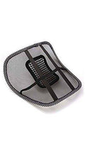 User demonstrating the comfortable ventilation back rest in an office chair.