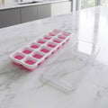 Easy release pink plastic ice cube tray